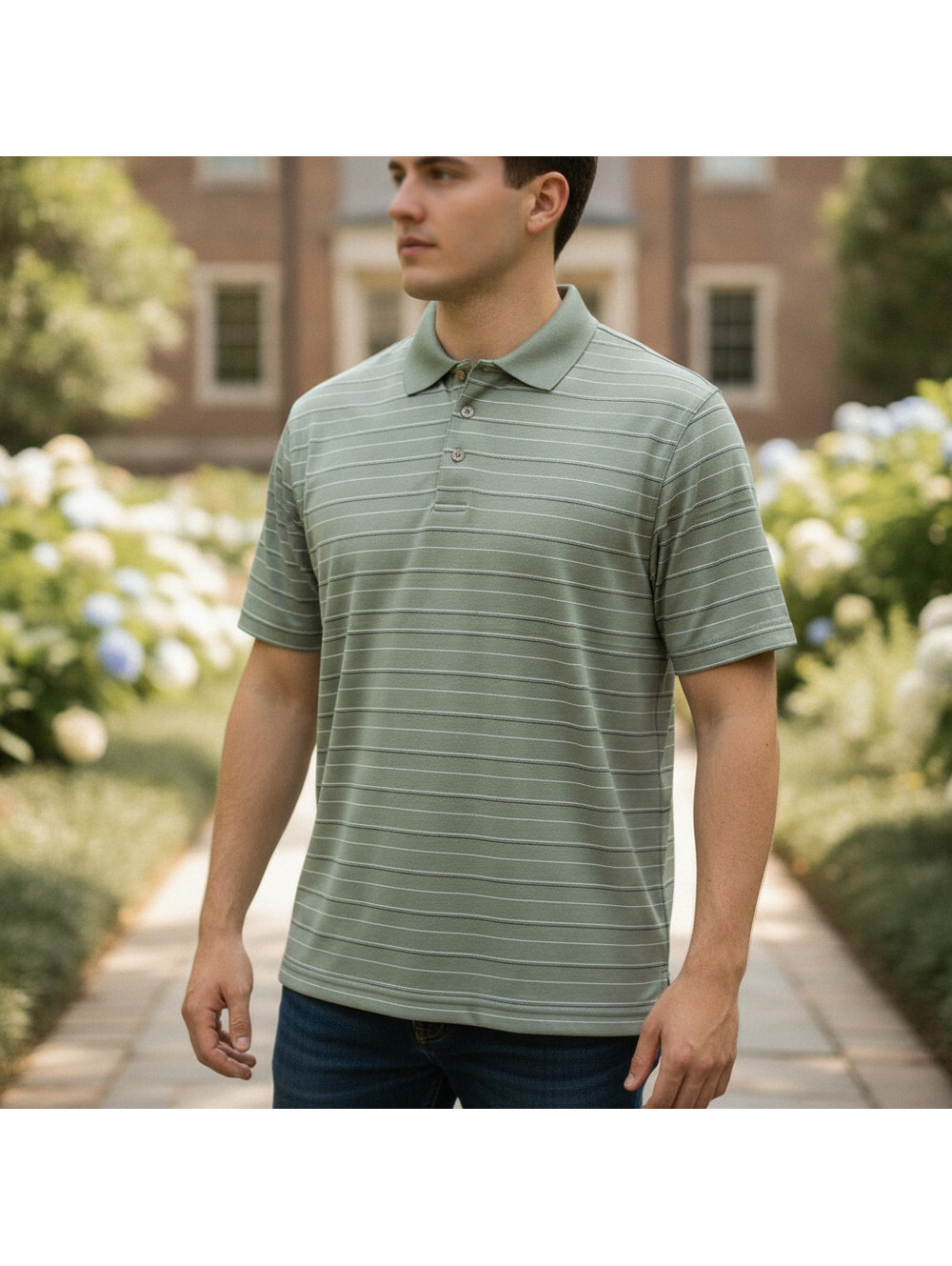 Grand Slam | XL | Men's Striped Golf Polo Shirt